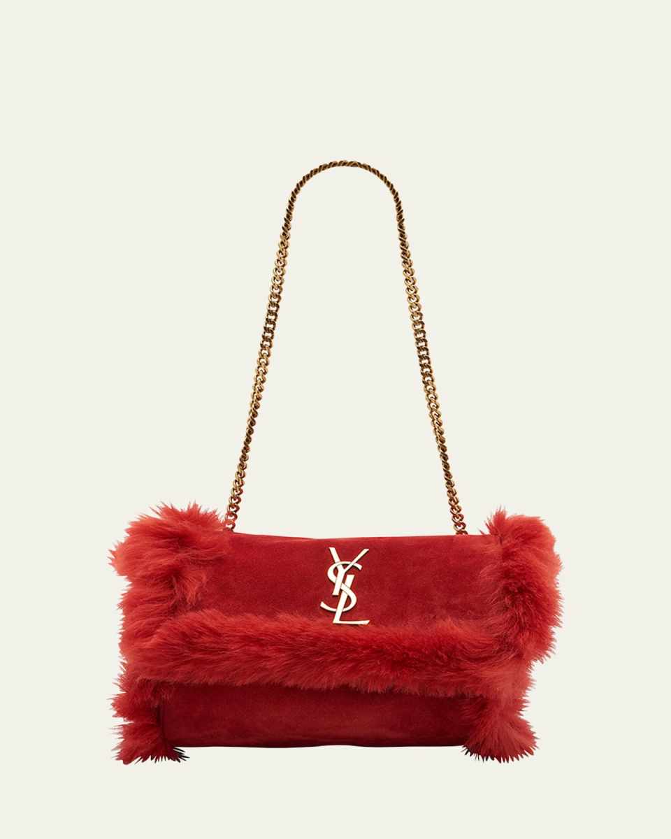 Kate Small Reversible YSL Crossbody Bag in Suede And Shearling